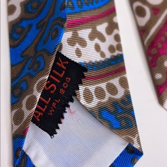 Vintage Silk Paisley Gold Pink Blue Bold Regal Men’s tie bold statement piece - Picture 2 of 6